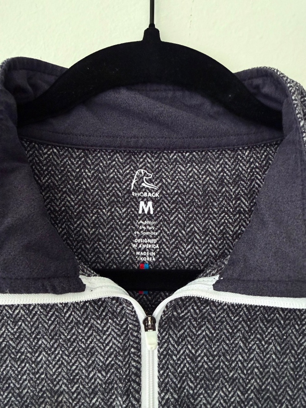 Rhoback 'Osprey' Q-Zip Performance Black Grey Tweed Pattern Moisture Wicking - Picture 2 of 7